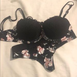 Faux velvet bra and thong